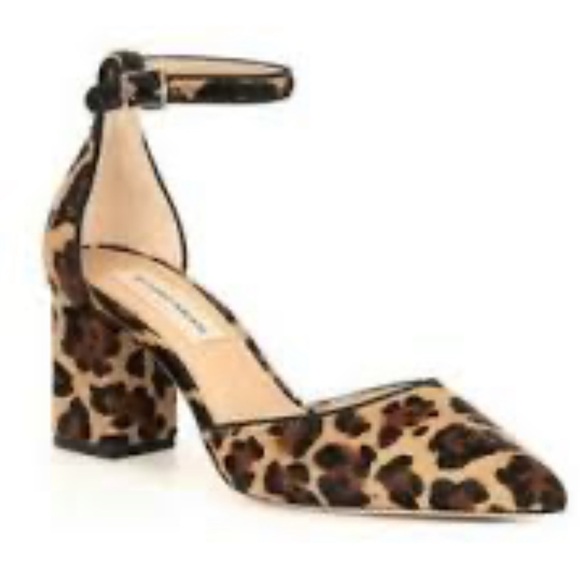 Antonio Melani animal print calf hair pointed toe block heel ankle strap shoes 8 - Picture 2 of 10
